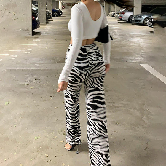 Braelynn | Zebra Print Wide Leg Pants - Deal Digga