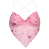 Emmalyn | Pink Cute Mesh Halter Top