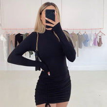  Leah | High Neck Party Long Sleeve Mini Dress - Deal Digga