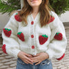 Cute Strawberry  Print Cardigan - Deal Digga