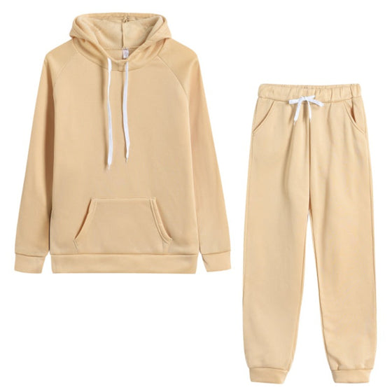 Fleece Tracksuit 2 Pieces Set Pullover Hoodies+Pants - Deal Digga