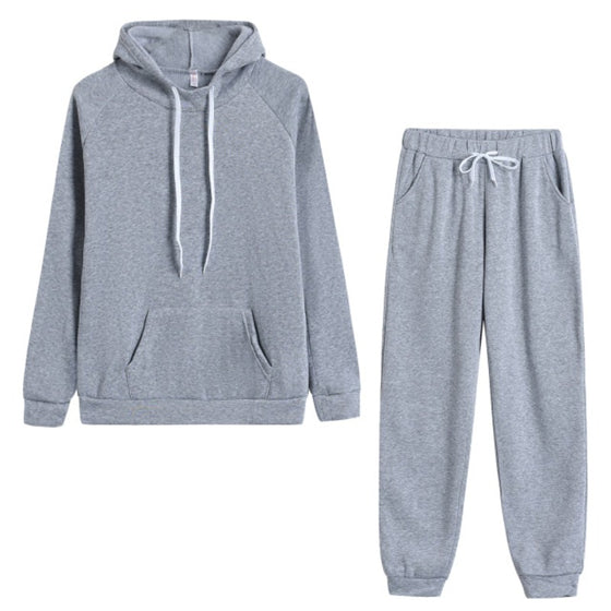 Fleece Tracksuit 2 Pieces Set Pullover Hoodies+Pants - Deal Digga