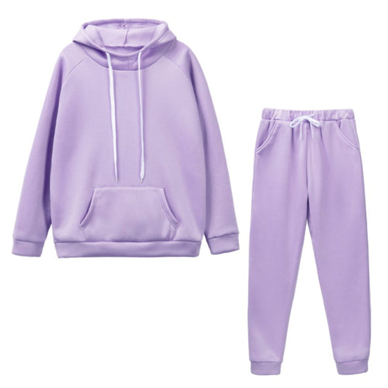 Fleece Tracksuit 2 Pieces Set Pullover Hoodies+Pants - Deal Digga