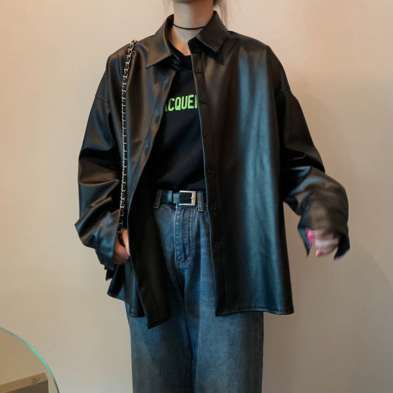 Oversized PU Leather Jacket - Deal Digga