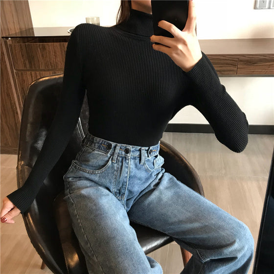 Ribbed Long Sleeve Turtleneck - Deal Digga