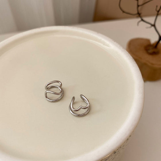 Silver Heart Ear Cuff Stackable Simple C-shape Earrings - Deal Digga