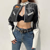 Patchwork Streetwear Punk Style Cropped PU Leather Jacket - Deal Digga