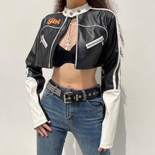  Patchwork Streetwear Punk Style Cropped PU Leather Jacket - Deal Digga
