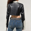 Patchwork Streetwear Punk Style Cropped PU Leather Jacket - Deal Digga