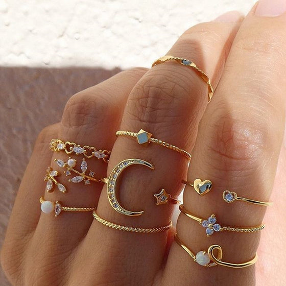 Vintage Moon Star Rings - Deal Digga