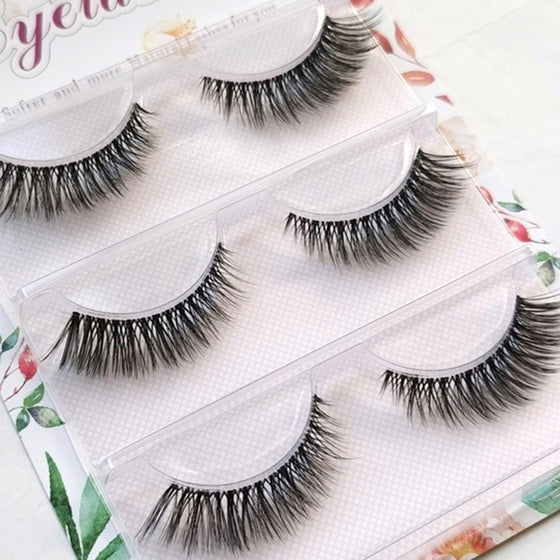 3 pairs Mink Invisible Band EyeLashes