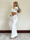 Chanel | Elegant White Long Sleeve Ruched Two-Piece Set - Deal Digga