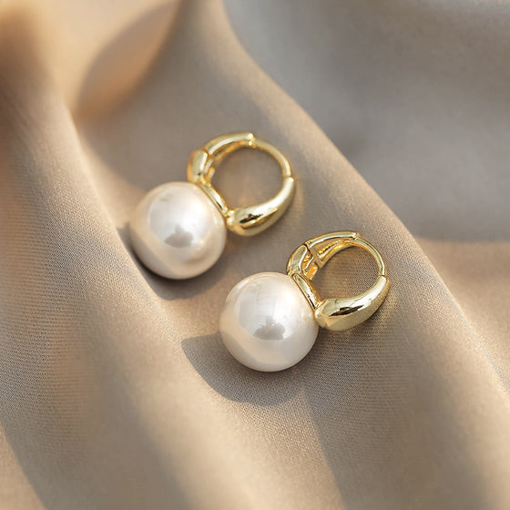 Simple Gold Pearl Drop Earrings - Deal Digga