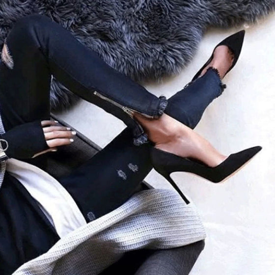 Black Pointed Toe High Heel - Deal Digga