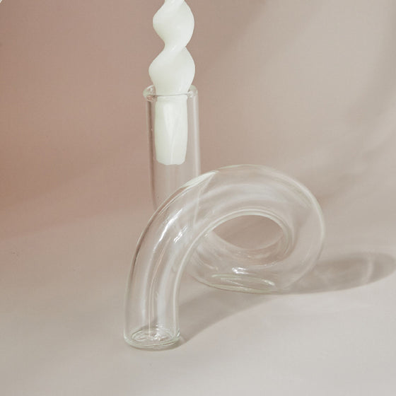 Spiral Clear Glass Vase/Candle Holder - Deal Digga