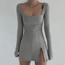  Emilia | Elegant Square Neck Dress with Side Split - Deal Digga