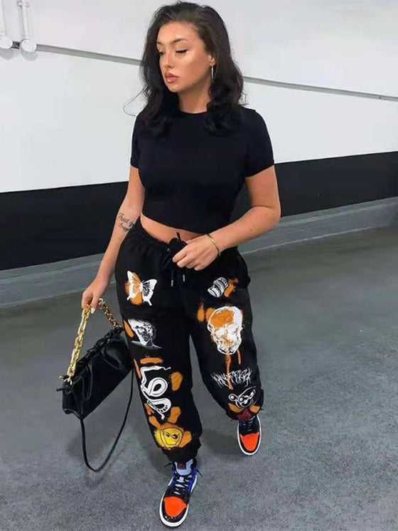 Harajuku Cartoon Printed Jogger - Deal Digga