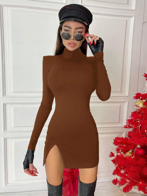 Charlotte | Long Sleeve Bodycon Black Slim Mini Dress - Deal Digga