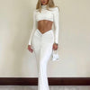 Chanel | Elegant White Long Sleeve Ruched Two-Piece Set - Deal Digga