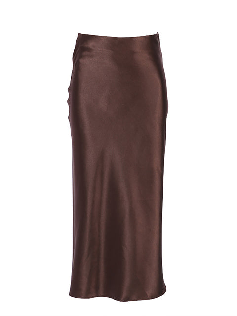 Everleigh | Satin Silk Midi Skirt