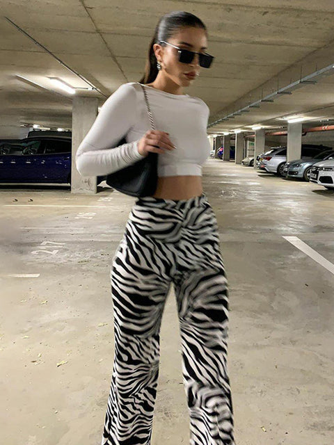 Braelynn | Zebra Print Wide Leg Pants - Deal Digga