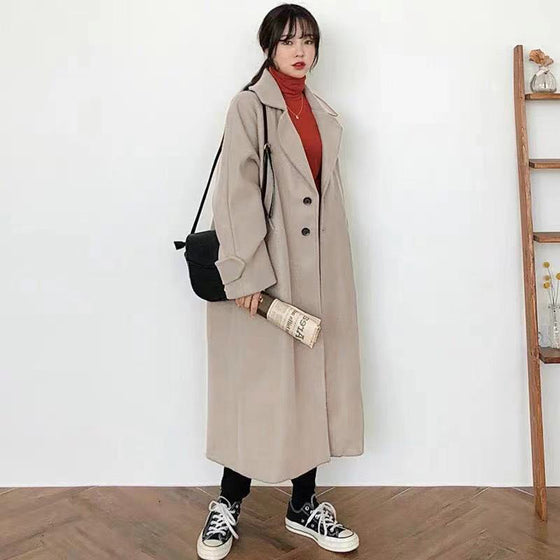 Preppy Style Long Coat Jacket - Deal Digga