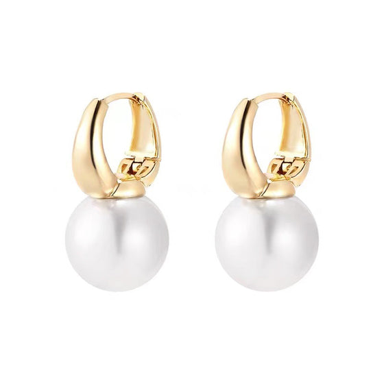 Simple Gold Pearl Drop Earrings - Deal Digga